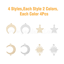 32Pcs 8 Styles Brass Connector Charms&nbsp;KK-FH0005-77