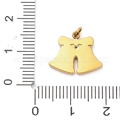 304ステンレススチールラインストーンペンダント  ゴールドカラー  丸カン付き  鐘  13x15.5x1.5mm  穴：2mm&nbsp;LS-FIND-I062-01G-04