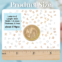合金カボション  女性のための diy マニキュア装飾アクセサリー  a～zの文字  銀  3x1.5~4x0.1mm  約170個/セット&nbsp;MRMJ-WH0112-09A