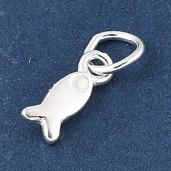 丸カン付きスターリングシルバーの魚チャーム925個とスタンプ925個  銀  13x4x1.5mm  穴：3.5mm&nbsp;STER-R013-03S