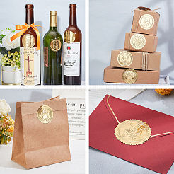 プラスチック製の粘着式金箔エンボスステッカー  メダル装飾ステッカー  建物  5x5cm  4pcs /シート&nbsp;DIY-WH0211-129