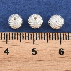 真鍮ビーズ  コルゲートラウンド  銀  5.5mm  穴：0.8mm&nbsp;KK-Z162-15S