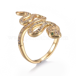 Brass Micro Pave Cubic Zirconia Cuff Rings&nbsp;RJEW-G108-06G