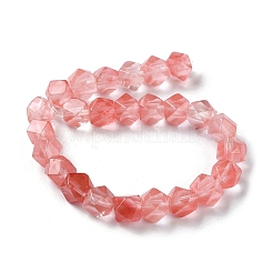 チェリー石英ガラススターカットラウンドビーズ連売り  多面カット  7~12x7~10x7~12mm  穴：1.2mm  約25~26個/連  8.39''~8.62''（21.3~21.9センチメートル）&nbsp;G-M418-C11-01