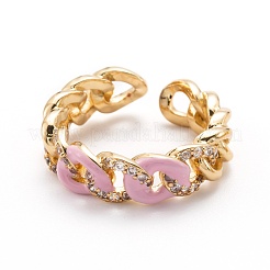 Brass Micro Pave Clear Cubic Zirconia Cuff Rings&nbsp;RJEW-I077-01G
