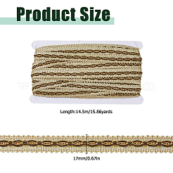 14.5mのポリエステルレーストリムリボン  DIYクラフト縫製アクセサリー  ゴールド  5/8インチ（17mm）  約15.86ヤード（14.5m）/バンドル&nbsp;OCOR-WH0101-244A