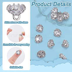 16Pcs Brass Clear Cubic Zirconia Shank Buttons&nbsp;DIY-FG0007-35