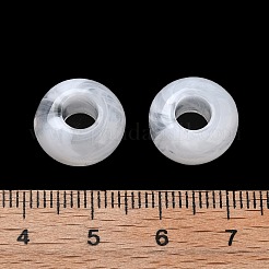 ツートンアクリルビーズ  天然石風ビーズ  フラットラウンド  ホワイト  13.5x7.5mm  穴：5mm&nbsp;OACR-S042-07A