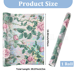 PVC静的ステッカー  窓の装飾  花柄  グリーン  430x0.2mm&nbsp;DIY-WH20047-01A-015