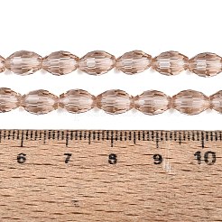 透明ガラスビーズ連売り  ライス  多面カット  バリーウッド  8~9x5~6mm  穴：0.9~1mm  約67~68個/連  22.83~23.62インチ（58~60cm）&nbsp;GLAA-N071-01A-A06