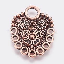 環境に優しい亜鉛合金フッククラスプ  赤銅鉱  25x20x2mm  穴：1.5~1.8mmと4.5mm  27x20x7mm  穴：1.8mm&nbsp;PALLOY-WH0031-02R
