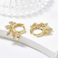 Brass Micro Pave Clear Cubic Zirconia Huggie Hoop Earrings&nbsp;EJEW-K083-45G