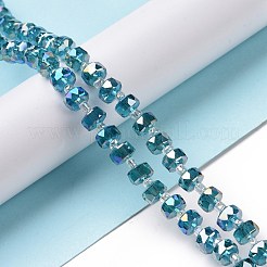 電気メッキ透明ガラスビーズ連売り  ABカラーメッキ  多面カット  ロンデル  ミックスカラー  7.5~8x4.5mm  穴：1.2mm  約78~80個/連  21.25~22.04インチ（54~56cm）&nbsp;EGLA-H101-03