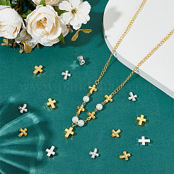 40 個 4 スタイル合金ビーズ  カドミウムフリー＆鉛フリー  クロス  ミックスカラー  14~15x12~12.5x4~5mm  穴：2mm  10個/スタイル&nbsp;FIND-ME0001-19