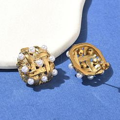304 Stainless Steel knit Stud Earrings&nbsp;EJEW-B108-08G