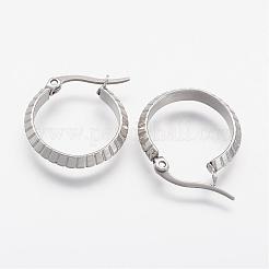 304ステンレススチールフープピアス  低刺激性のイヤリング  ミックスカラー  19x3.5mm  ピン：0.6x1mm&nbsp;EJEW-N0039-17