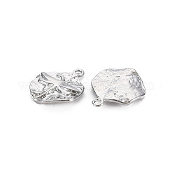 真鍮製チャーム  ニッケルフリー  トンボで平らにひねる  プラチナメッキ  14x11.5x2mm  穴：1.2mm&nbsp;KK-S356-652-NF