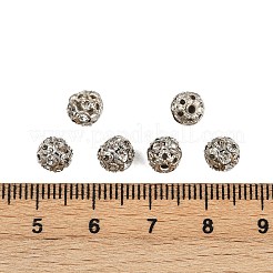 真鍮製のラインストーンビーズ  カドミウムフリー＆鉛フリー  グレードA  白金金属色  ラウンド  クリスタル  6mm  穴：1mm&nbsp;RB-A011-6mm-01P