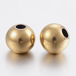 304ステンレスビーズスペーサー  ロンデル  ゴールドカラー  8x7mm  穴：2.5mm&nbsp;X-STAS-P197-037G-8mm