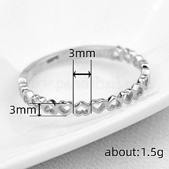 女性用中空ハート真鍮指輪  プラチナ  3mm  usサイズ6（16.5mm）&nbsp;FS-WG4469E-08