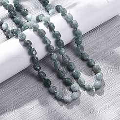 Natural Dyed Malaysia Jade Tumble Stone Nuggets Beaded Long Necklaces for Women&nbsp;NJEW-F340-A05