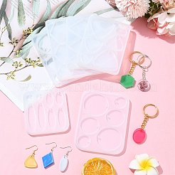 DIY Hexagon & Rhombus & Triangle & Oval Pendant Silicone Molds for DIY Earring Making&nbsp;DIY-YW0009-86