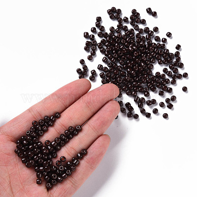 焼付塗装ガラスシードビーズ  ココナッツブラウン  6/0  4~5x3~4mm  穴：1~2mm  約450個/50g  50 G /袋  18袋/2ポンド&nbsp;SEED-US0003-4mm-K18-1