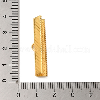 アイアン製カシメリボン止めエンドパーツ  ゴールドカラー  8x35mm  穴：1mm&nbsp;E184Y-G-1