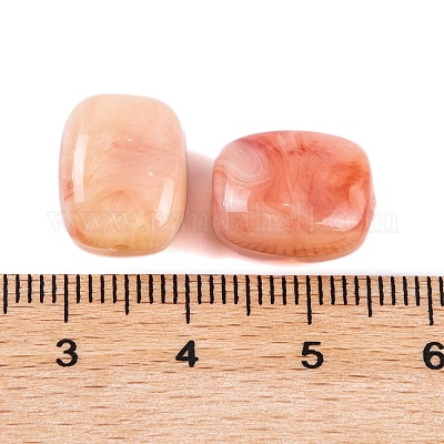 アクリルビーズ  イミテーション翡翠  長方形  ライトサーモン  13x11x8mm  穴：1.5mm&nbsp;X-OACR-H120-02D-1
