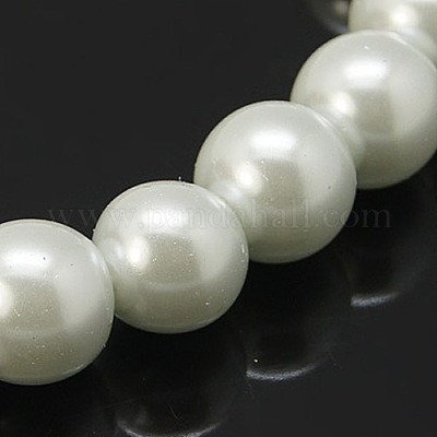 ガラスパールビーズ連売り  パールカラーの  ラウンド  ホワイト  4~5mm  穴：1mm  約216個/連&nbsp;X-HY-4D-B01-1