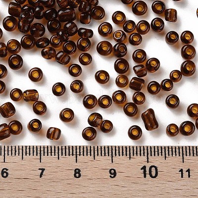 ガラスシードビーズ  トランスペアレント  ラウンド  ブラウン  6/0  4mm  穴：1.5mm  約300粒/30g&nbsp;X2-SEED-A004-4mm-13-1