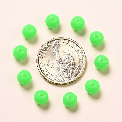 蛍光アクリルビーズ  ラウンド  ライム  8mm  穴：1.5mm  約1700個/500g&nbsp;MACR-R517-8mm-07-1