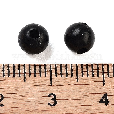 プラスチックビーズ  ラウンド  ブラック  6x5.5mm  穴：1.8mm  約3846個/500g&nbsp;MACR-S378-01D-1