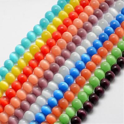 キャッツアイビーズ  ラウンド  ミックスカラー  10mm  穴：0.8mm  約39個/連  15インチ&nbsp;CER10mm-M-1