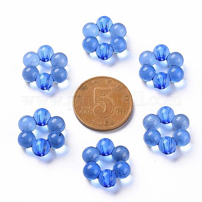 透明なアクリルビーズフレーム  花  ブルー  16.5x15.5x6mm  穴：2mm  約674個/500g&nbsp;TACR-S153-01A-86-1