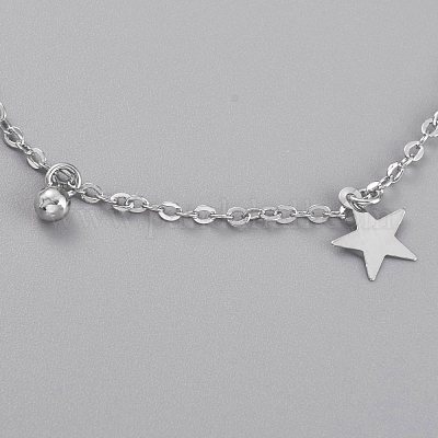 Brass Star & Round Charm Anklets&nbsp;AJEW-B005-12P-1