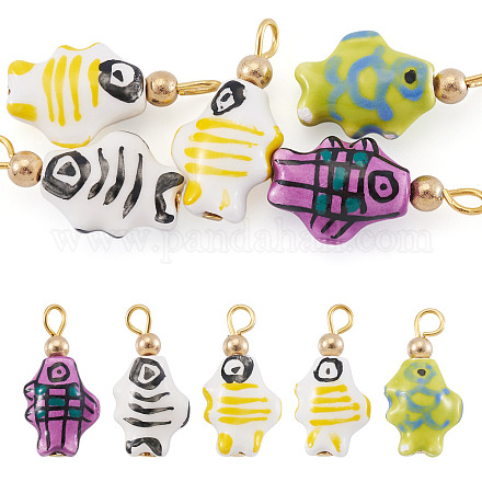 5Pcs Porcelain Pendants PALLOY-TAC0223-1