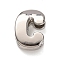 Brass Beads, Long-Lasting Plated, Rack Plating, Lead Free & Cadmium Free, Platinum, Letter C, 20.5x14x7mm, Hole: 18x4mm