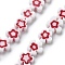 Handmade Millefiori Lampwork Beads Strands, Flower, Dark Red, 7.5~8.5x7.5~8.5x3~3.5mm, Hole: 0.8mm, about 50pcs/strand, 15.75~15.94 inch(40~40.5cm)