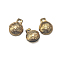 Brass Bell Pendants, Round with Random Pattern, Raw(Unplated), 21x17x13mm, Hole: 3mm