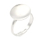 Adjustable Brass Pad Ring Setting, Blank Round Ring Base Tray, Rack Plating, Long-Lasting Plated, Lead Free & Cadmium Free, 925 Sterling Silver Plated, Tray: 14mm, 3mm, US Size 7 1/4(17.5mm)