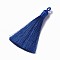 Polyester Tassel Pendants, Marine Blue, 78~82x8mm, Hole: 2~4mm