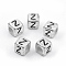 Plated Acrylic Beads, Horizontal Hole, Cube with Letter, Antique Silver, Letter.Z, 6mm, Hole: 3mm, about 3000pcs/500g