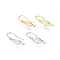 Brass Earring Hooks, Ear Wire, with Horizontal Loop, Cadmium Free & Lead Free, Teardrop, Mixed Color, 25x6mm, Hole: 2mm, 18 Gauge, Pin: 1mm