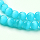 キャッツアイビーズ  ラウンド  ディープスカイブルー  6mm  穴：1mm  約66~68個/連  14.5~15.3インチ&nbsp;CER59-6
