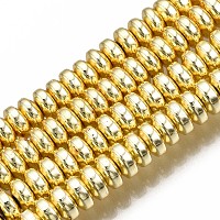 電気メッキ非磁性合成ヘマタイトビーズ連売り  ロンデル  黄金メッキ  4x2mm  穴：1mm  約180個/連  15.7インチ&nbsp;X-G-Q465-19G