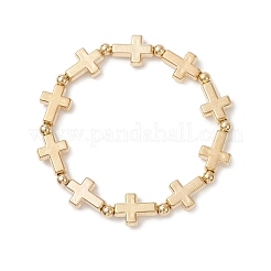 3Pcs CCB Plastic Cross & Round Beaded Stretch Bracelets for Women Men&nbsp;BJEW-JB13304