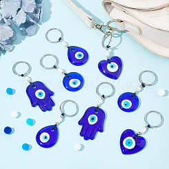 8Pcs 4 Style Natural Cultured Freshwater Pearl Loose Beads & Handmade Lampwork Evil Eye Pendant Keychains&nbsp;KEYC-NB0001-56