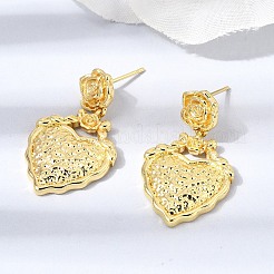 Valentine's Day Brass Dangle Stud Earrings&nbsp;EJEW-D355-10G