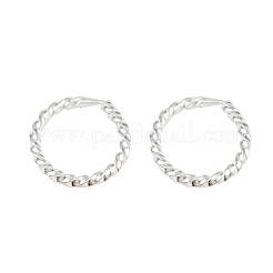真鍮ツイストリングフープピアス  鉛フリー＆カドミウムフリー  925銀メッキ  11x1mm&nbsp;EJEW-F378-01S